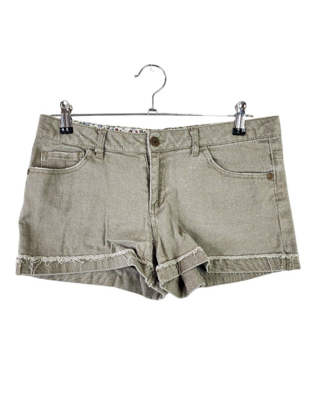 Juniors Rue 21 Olive Green Denim Shorts 3" Inseam Cotton Size 7/8